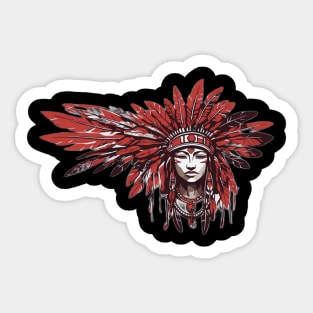 Red black head with monochromatic colorful style Sticker